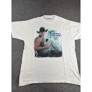VINTAGE Kenny Chesney Shirt Mens White Margaritas Senoritas Concert Tour Large